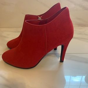 Red suede booties